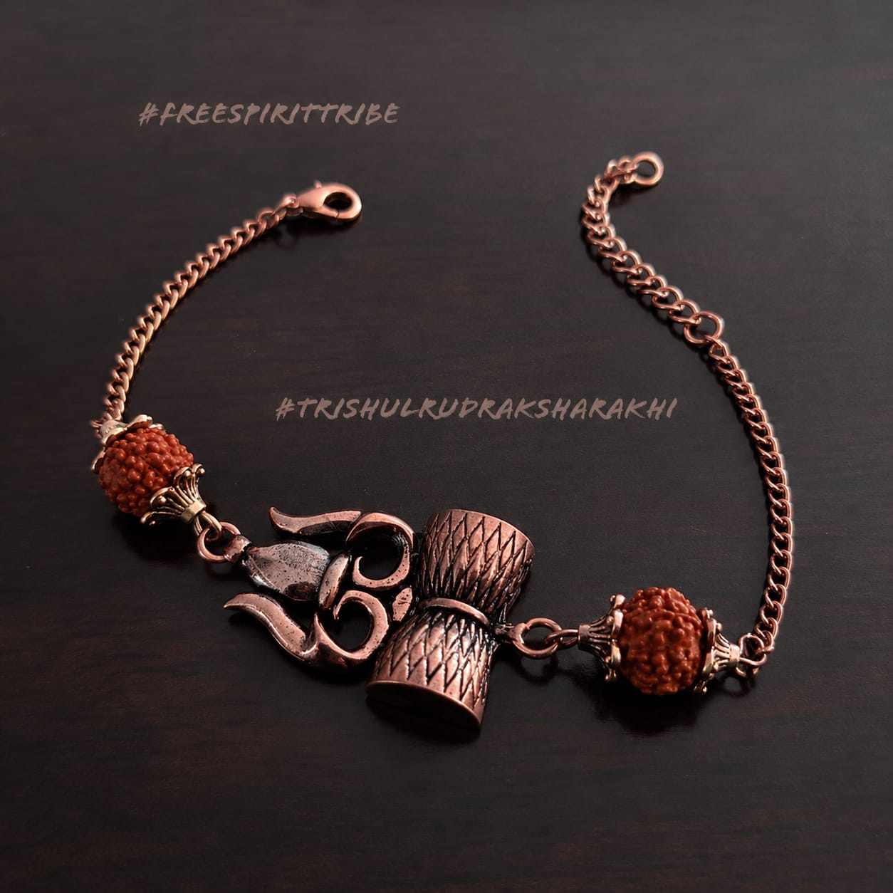 Trishul Rudraksha Rakhi Bracelet - Chain