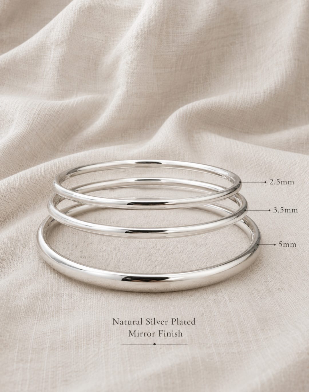 Sophisticated Bangles – Set of 3 Thicknesses - Daily Wear