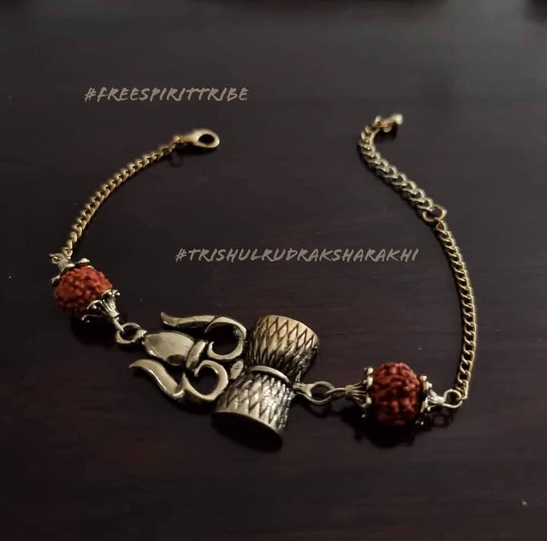 Trishul Rudraksha Rakhi Bracelet - Chain
