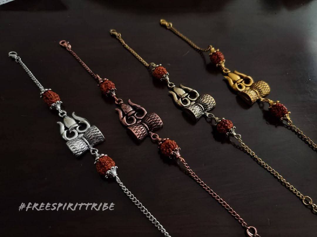 Trishul Rudraksha Rakhi Bracelet - Chain