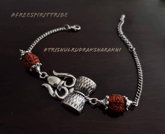 Trishul Rudraksha Chain Bracelet Rakhi