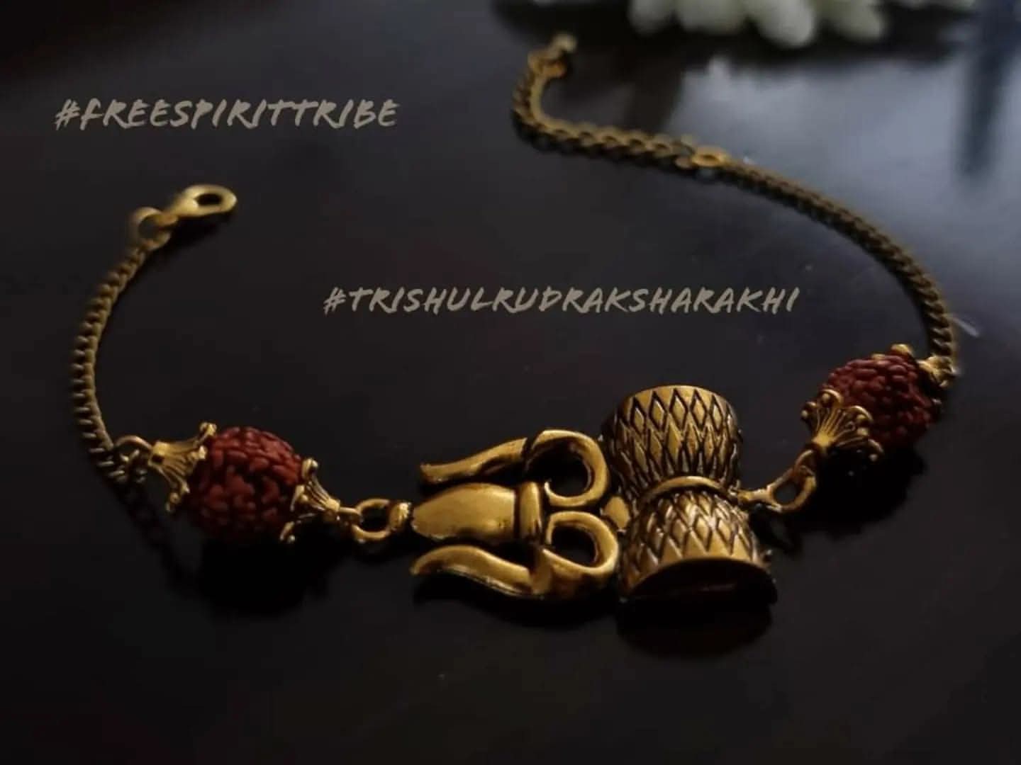 Trishul Rudraksha Rakhi Bracelet - Chain